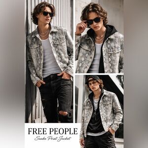 Free People We The Free Snake Print Jacket Men’s M Cotton Trucker